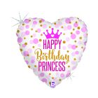 Fóliový balónik Happy Birthday srdce Princezná