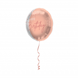 Fóliový balónik okrúhly narodeniny – Rose gold priehľadný 46cm