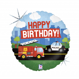 Fóliový balónik Happy Birthday kruh Autá