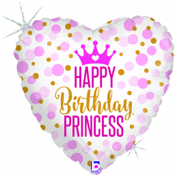 Fóliový balónik Happy Birthday srdce Princezná