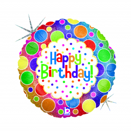 Fóliový balónik okrúhly narodeniny – Farebné bodky 46cm
