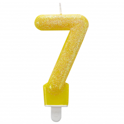 Tortová sviečka glitter žltá číslo 7