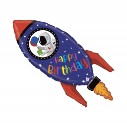 Fóliový balón Happy Birthday Modrá raketa