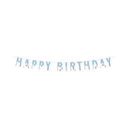 Banner Happy Birthday modro-strieborný 1,6 m