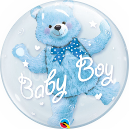 Balónik bublina dvojitá modrý medvedík