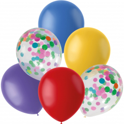 Balóniky latexové s konfetami farebné 6 ks