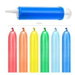 SET pastelových modelovacích balónikov s pumpou 30 ks