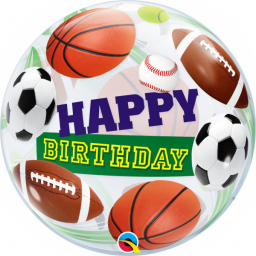 Balónik bublina Happy Birthday šport