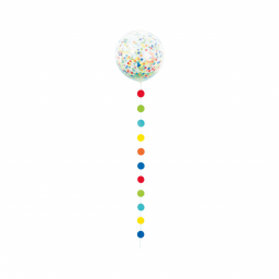 Balón jumbo latexový transparentný s farebným chvostom