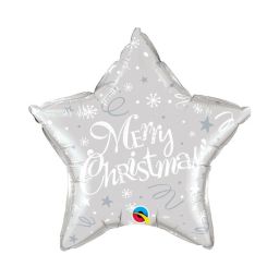 20" Tvar vánoce hvězda stříbrná Merry Christmas