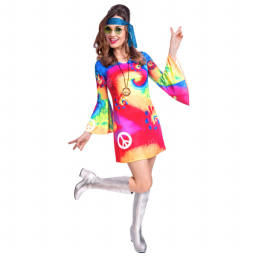 Kostým Hippie šaty farebné veľ. L