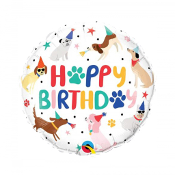 Balónik fóliový Happy Birthday psíky