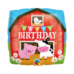 Balónik fóliový Happy Birthday farma