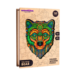 Drevené farebné puzzle - Múdry medveď