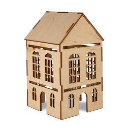 Drevená 3D dekorácia domčeka: 2 okienka
