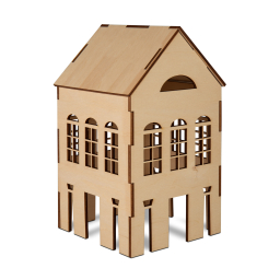 Drevená 3D dekorácia domčeka: 3 okienka