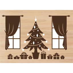 Drevená obálka na peniaze - Vianočný stromček
