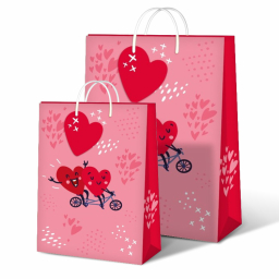 Darčekové tašky - Srdiečka na bicykli