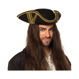 Pirátsky čierny klobúk so zlatým detailom