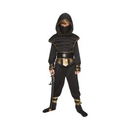 Kostým detský Ninja čierno-zlatý veľ. 7-9 rokov