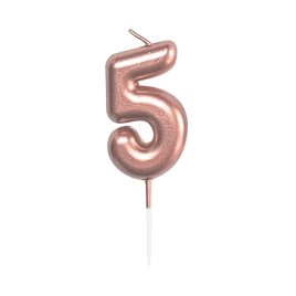 Sviečka tortová rose gold 5 cm číslo 5