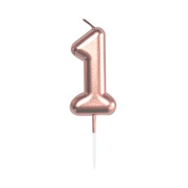 Sviečka tortová rose gold 5 cm číslo 1