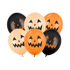 Latexové balóny Halloween – tekvice, oranžovo-čierne, 6 ks