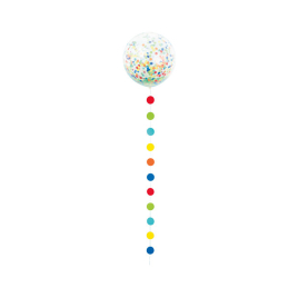 Balón jumbo latexový transparentný s farebným chvostom