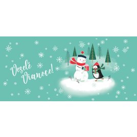 Vianočná obálka na peniaze - Snehuliak s tučniakom