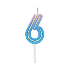 Sviečka tortová Neon ružovo-modrá číslo 6