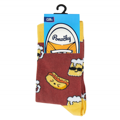 Farebné ponožky - Hotdog s pivom                    