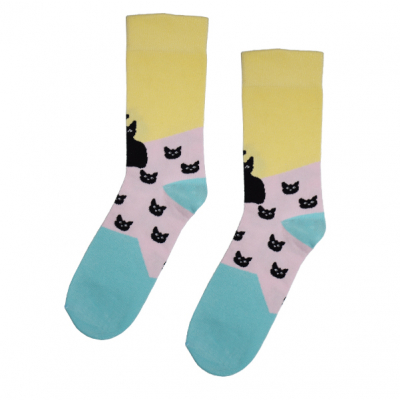                             Farebné ponožky - Mačky                        