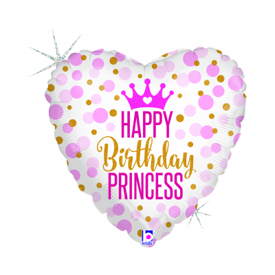 Fóliový balónik Happy Birthday srdce Princezná                    