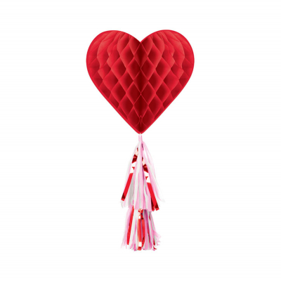 Rozeta červené srdce so strapcom 56 cm 1 ks                    