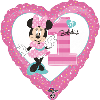 Balónik fóliový 1. narodeniny Minnie Mouse                    