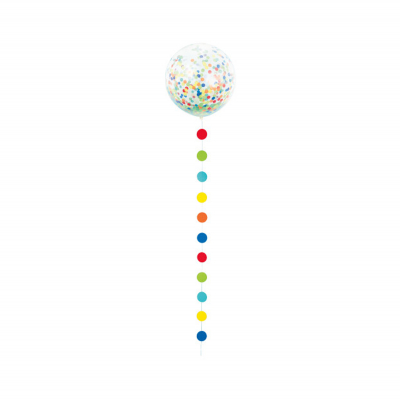 Balón jumbo latexový transparentný s farebným chvostom                    