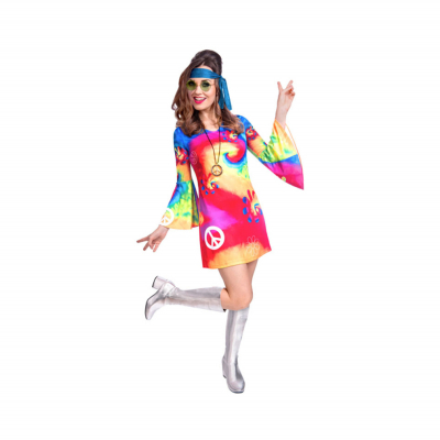 Kostým Hippie šaty farebné veľ. L                    