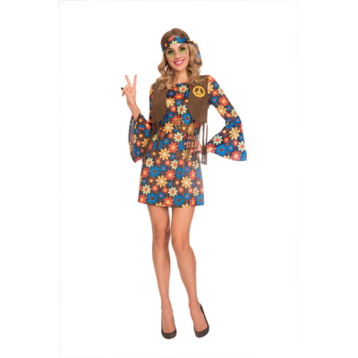 Kostým Hippie šaty s kvetami veľ. S                    