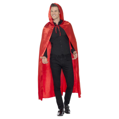                             Červený plášť s kapucňou saténový                        