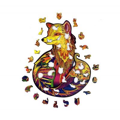                             Drevené puzzle - Tajomná liška                        