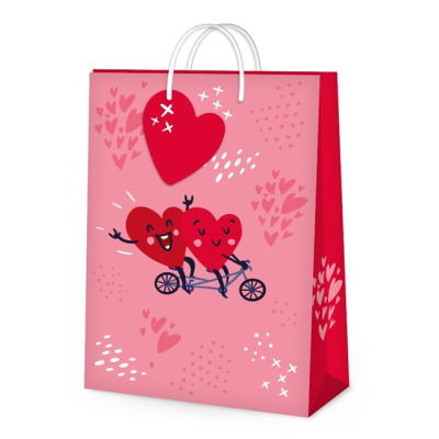 Darčekové tašky - Srdiečka na bicykli                    