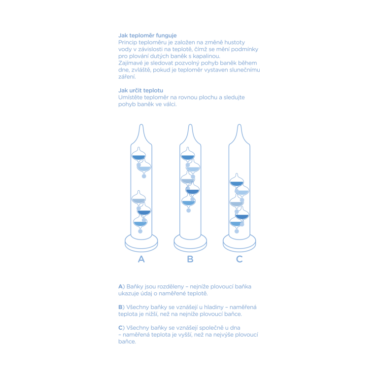                             Galileov sklenený teplomer - 28 cm                        