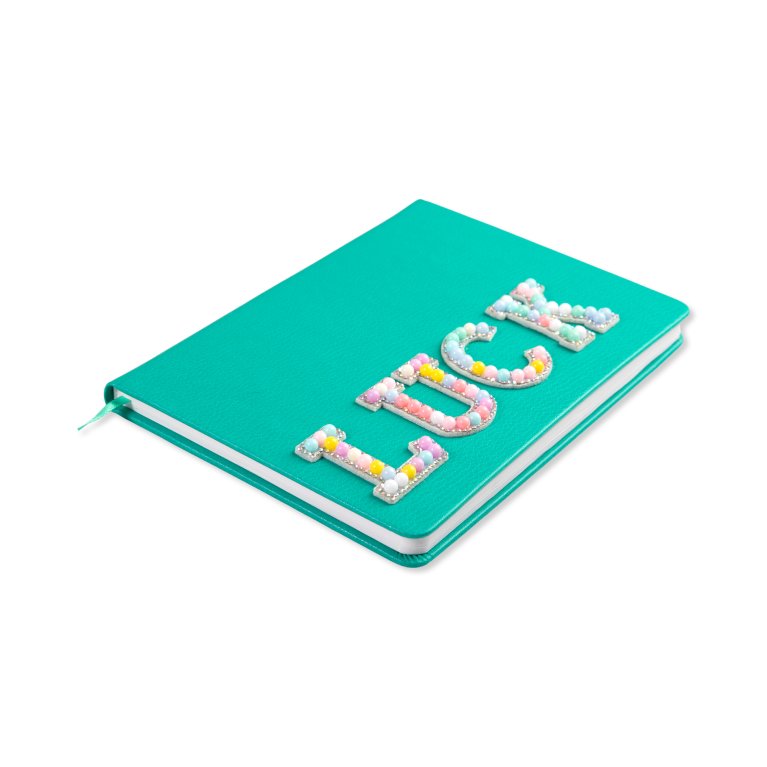                             Ružový blok A5 s korálkami - Luck                        