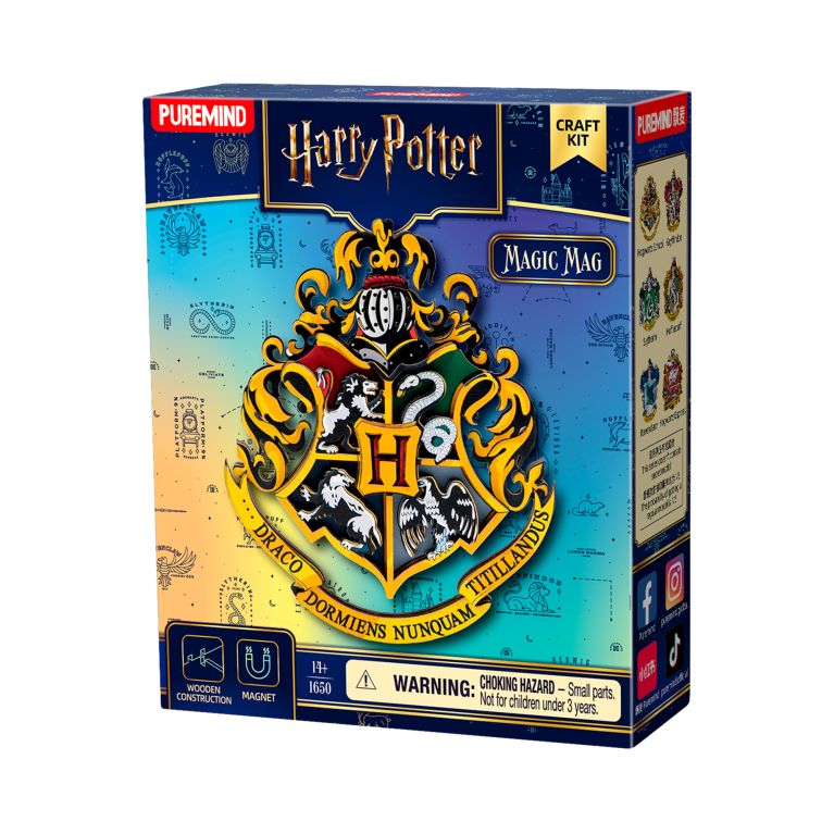                             Drevená magnetická stavebnica – Harry Potter: Erby                        