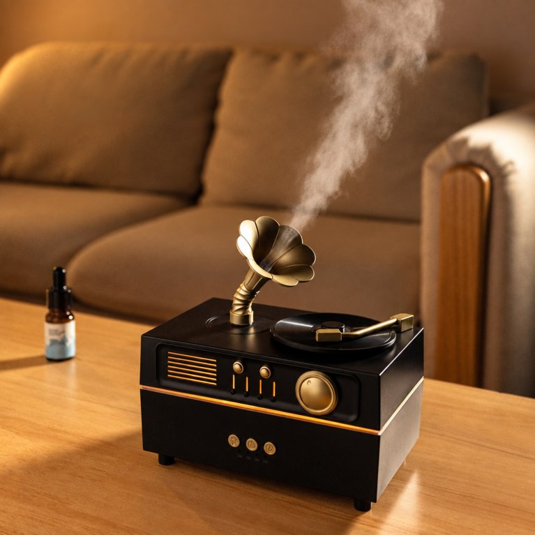                             Sonický difuzér s Bluetooth reproduktorom - Gramofón 160 ml                        