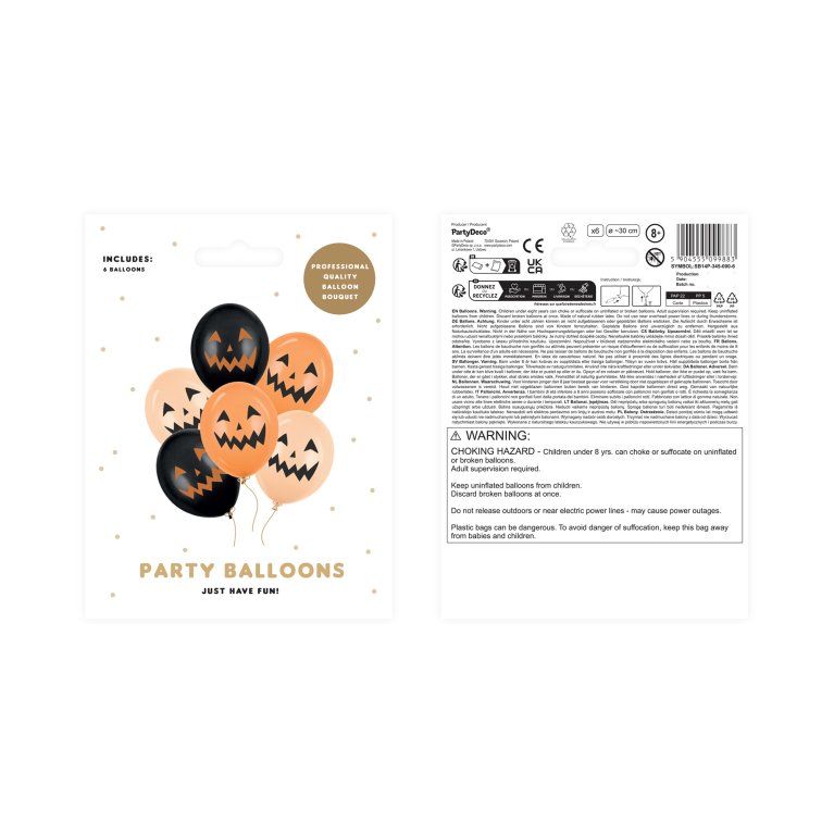                             Latexové balóny Halloween – tekvice, oranžovo-čierne, 6 ks                        