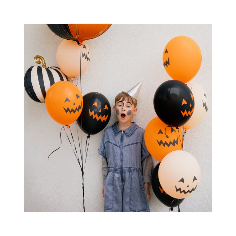                             Latexové balóny Halloween – tekvice, oranžovo-čierne, 6 ks                        