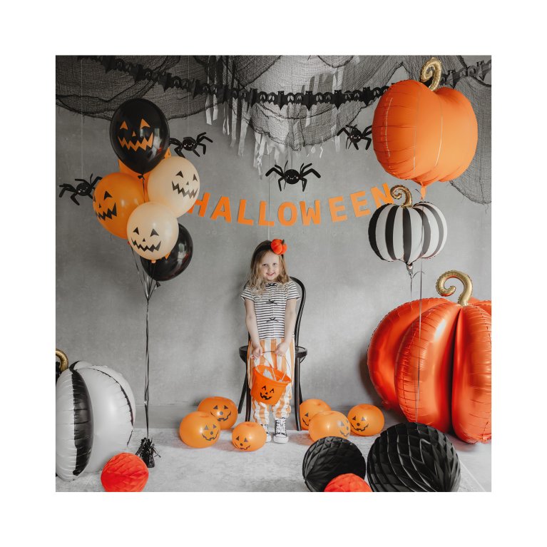                             Latexové balóny Halloween – tekvice, oranžovo-čierne, 6 ks                        