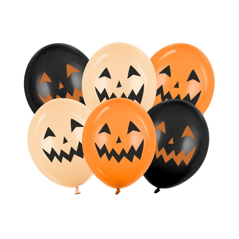 Latexové balóny Halloween – tekvice, oranžovo-čierne, 6 ks                    