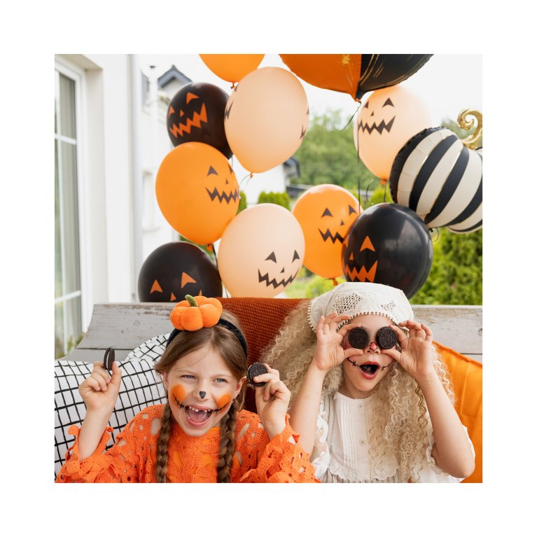                             Latexové balóny Halloween – tekvice, oranžovo-čierne, 6 ks                        